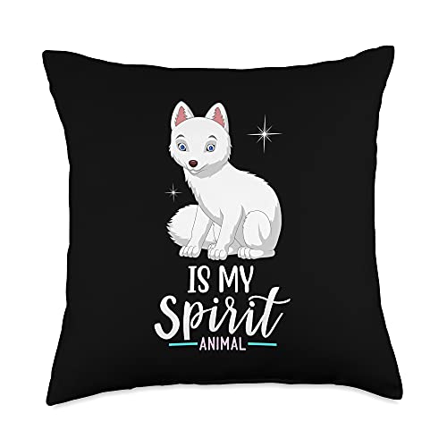 Arctic Fox Ice Fox Vixen Kids Outfit Arctic Spirit Animal I Children Girl Fox Throw Pillow, 18x18, Multicolor