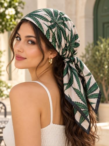 Image of Ravaiyaa - Attitude is everything Women Printed Silk Bandana 21 x 21 Inch Square Headband & Hair Wrap, Soft & Versatile | Fashion Neck Wrap