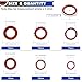 Daptemn 85PCS A/C O-Ring Assortment Kit, 6 Size Air Conditioning System Compressor Port Gasket Repairs Automotive Self-Centered Washer, Replace A/C Compressor Bonded Seal Washer (ID: 8mm-17.5mm) (Red)