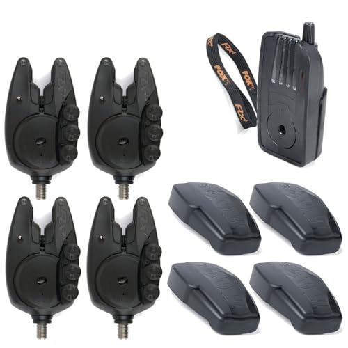 Fox Micron RX+ Lot de 4 détecteurs de touche + 1 récepteur pour la pêche à la carpe et à la carpe