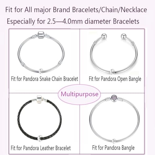 Clip Stopper Charms Sterling Silver Rondelle Spacer Bead for Bracelets (Silver)3