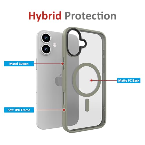 Image of for iPhone Case 16, [Anti-Yellowing Technology] [Military Grade Drop Protection] Shockproof Slim Hybrid Phone Case for iPhone 16 - Grey