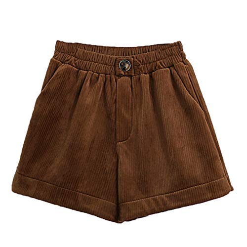 High Waist Corduroy Shorts Pants Loose Autumn Short Skirt Women Casual Vintage Warm Women s Winter Shorts Khaki L