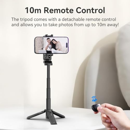 ULANZI JJ02 Selfie Stick Tripod, Extendable Grip Phone Tripod with Detachable Remote Pocket Size, 3-in-1 Mini Phone Grip 2 Cold Shoe, 10m/393.7'' Wireless Shutter, Vlog Livestreaming Photography by ULANZI - Image 8