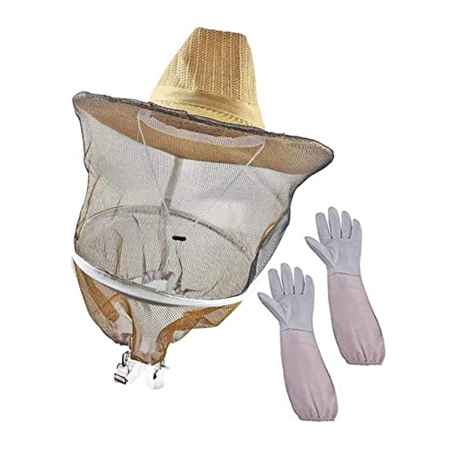 Toyvian 1 Juego Juego de guantes de sombrero de apicultura guardián acuerdo guantes sombrero de red profesional guantes multifuncionales Guantes de prueba Hierba