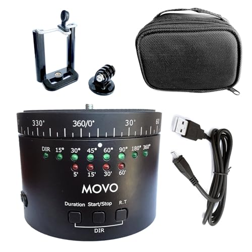 Movo Photo MTP-11 Motorized Panaromic Time Lapse Tripod Head with Variable Speed, Time and Direction with Built-in Rechargeable Battery - for DSLR Cameras, GoPro and Smartphones