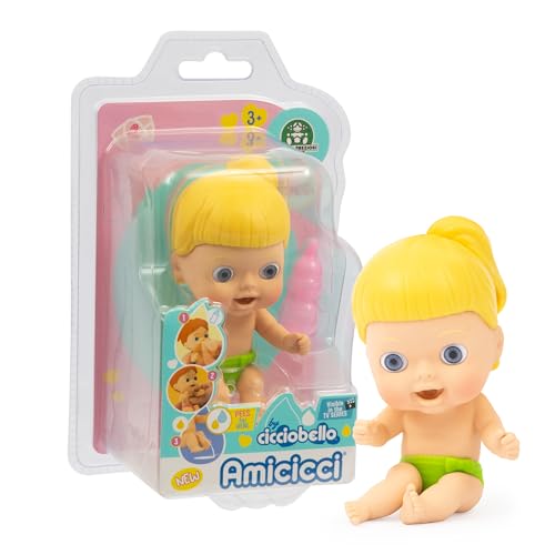 Amicicci Orin, Muñecas Pequeñas Interactivas con Función Pipi y Pañal Desmontable, Juegos Niños 3 Años, Expresiones Buffas y Simpáticas, 5 Modelos Coleccionables, Cicciomolly