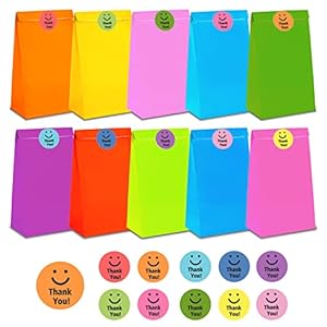 Auervo Bunte Geschenktüten mit Aufklebern, 40 Stück