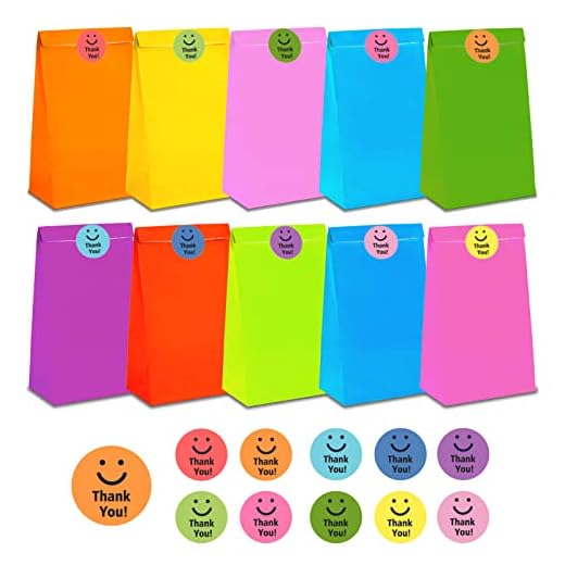 Sacchetti di carta per feste, 40 sacchetti colorati di carta kraft per caramelle con 40 adesivi per confezionare regali, feste, matrimoni, compleanni per bambini, Natale