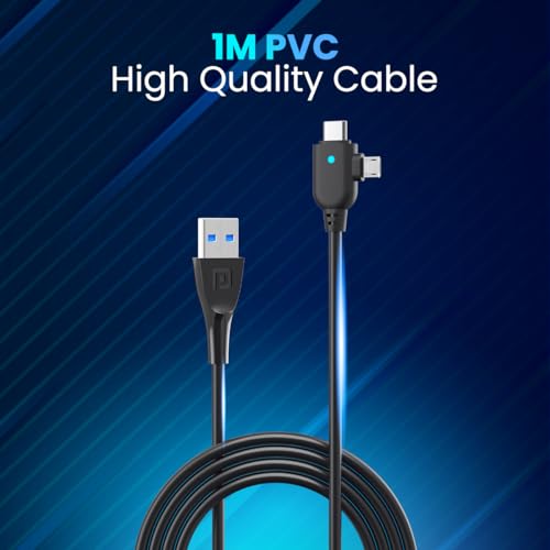 Image of Portronics Konnect Spydr 2 Multi-Functional Charging Cable (Type C + Micro USB) 3.0 A Output, PVC Material(Black)