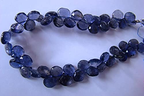 Iolite faceted heart briolettes de 5 à 8 mm pour création de bijoux DIY