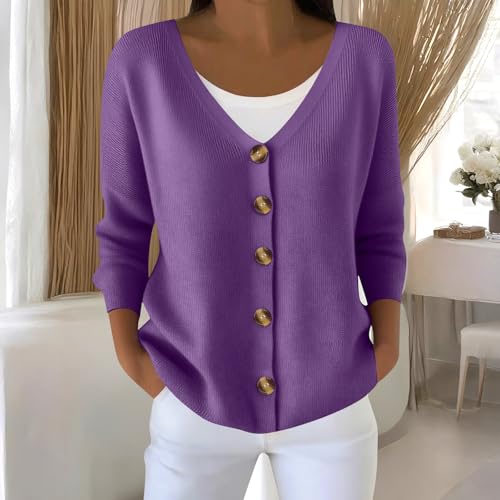 Women's V Neck Button Long Cardigan Tops Casual 2025 Fall Knit Sweater2