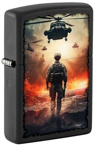 Encendedor Zippo Soldier y Helicópteros Negro Mate miniatura 1