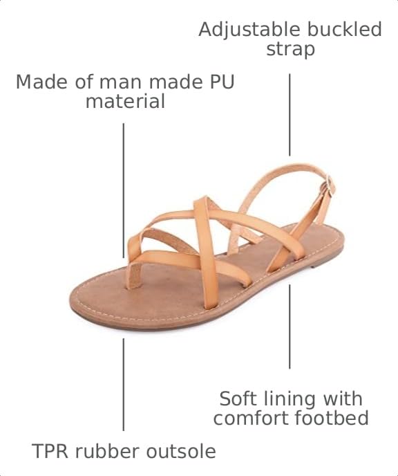 Image of Huayuanwell Women's Gladiator Flat Sandals Fisherman Strappy Sandals Ankle Strap Sandals
