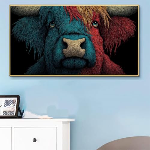 Peinture par numéro bœuf bleu 80x160cm kit numéro d'art complet