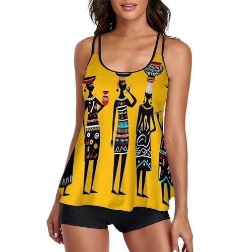Women Traditional African Women Art Two Piece Swimsuits V Neckline