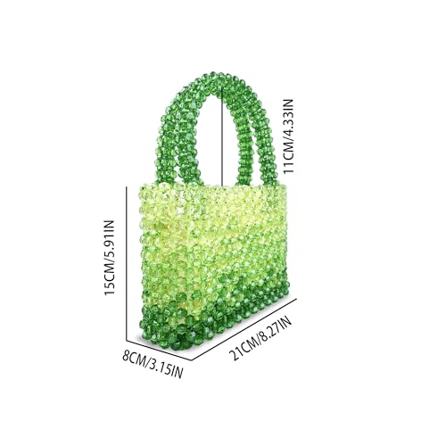 Bolso tote transparente con cuentas verdes degradadas miniatura 2