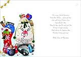 Jonny Javelin Christmas Card for Grandson - Festive Stocking and Gaming Gadgets - Embossed Foil and Flitter Finish - Artistic Christmas Greeting Card for a Special Grandson - For Him - Image 2