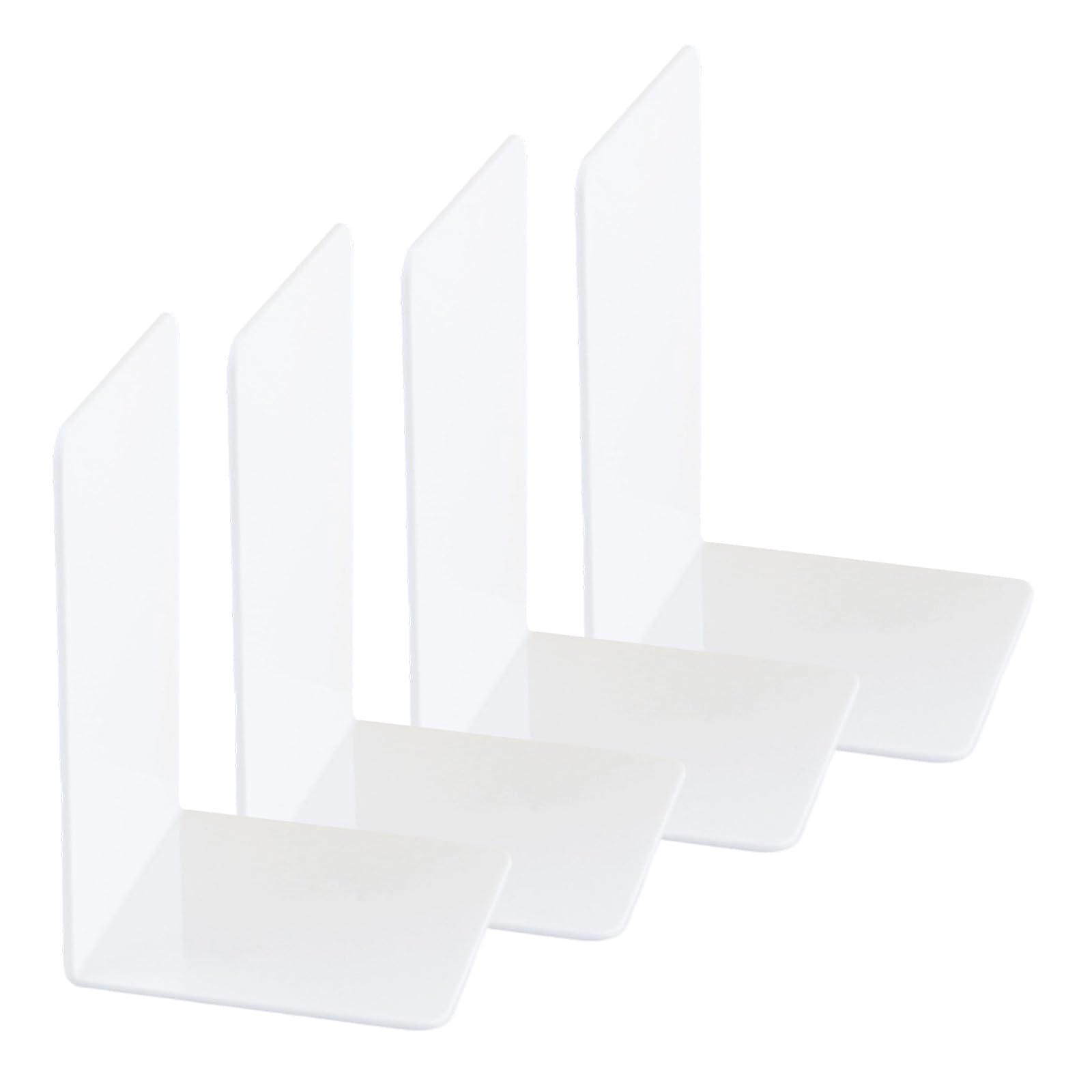 4 Pcs Acrylic Bookends Book Holders Shelf Bookends Rack Book Stoppers Decorative Bookend for End