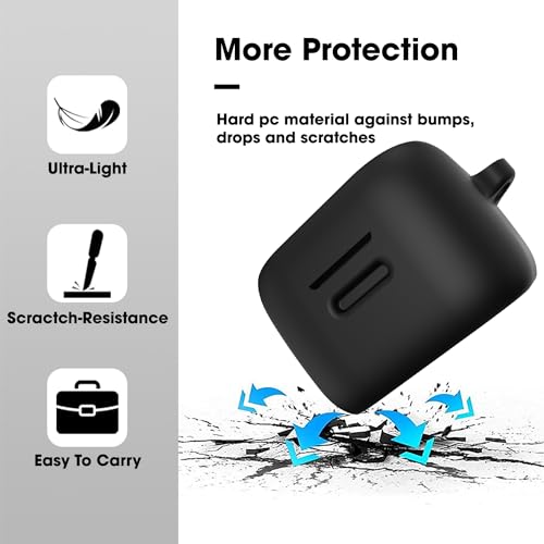 Image of Sounce Earphone Case Cover Compatible for Boat Airdopes Fuel, Soft Silicone Skin Case Cover Shock-Absorbing Protective Case with Keychain [Front LED Visible](Black)