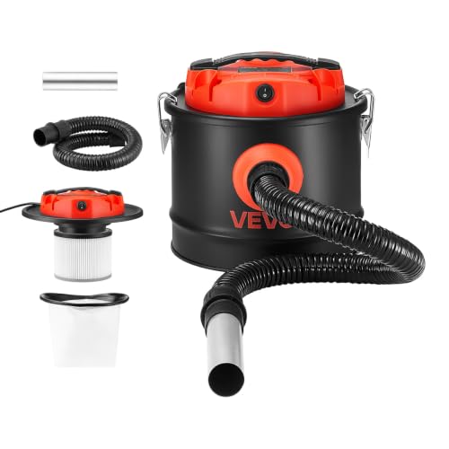 VEVOR Ash Vacuum 2.6 Gallon, 1200W Powerful Fireplace Cleaner Steel Body