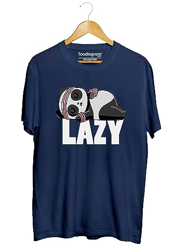 Image of Toodlegram Men Plus Size Cotton Printed T-Shirt Regular Fit Navy Blue