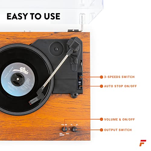 Fenton RP165 – Platine Vinyle avec 2 Haut-parleurs intégrés – Bois, Technologie Bluetooth, 3 Vitesses de disques 33, 45… - Les Beatles, Paul McCartney, John Lennon, RIngo Starr, George Harrison Fenton RP165 - Platine Vinyle avec 2 Haut-parleurs intégrés - Bois, Technologie Bluetooth, 3 Vitesses de disques 33, 45… – Image 4