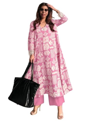 Image of ANNI Designer Kurta Sets for Women Viscose Printed | Kurta with Dupatta Set | A Line Kurti Set for Women | Square V Neck 3 /4 Sleeve Ethnic Outfit | Designer Indian Kurti Stylish Clothing