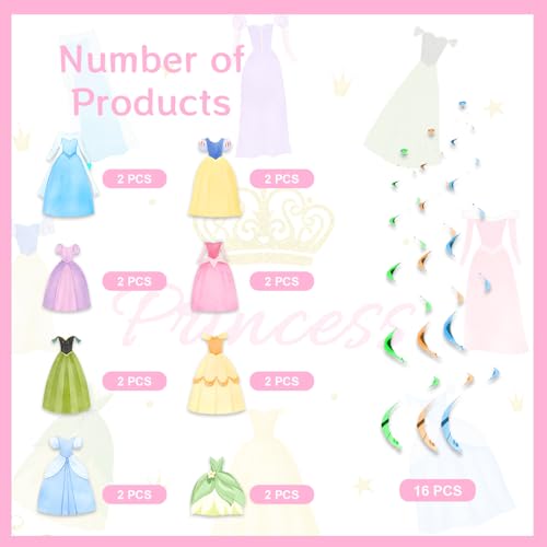Image of 16 pcs Princess Hanging Swirl Party Decoration,Girls Party Decoration,Princess Party Swirls,Suitable for Baby Shower Party Decoration Supplies