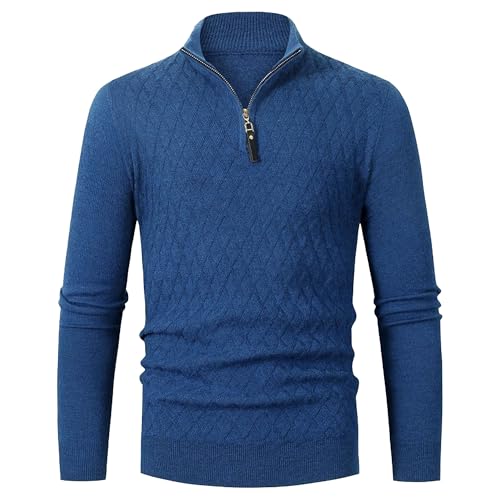 Pull col montant zippé 1/4 homme à carreaux pour l'automne-hiver