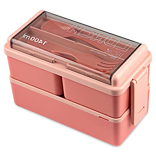 Kisstta Schiscetta comedor oficina con 3 compartimentos aislados - Fiambrera con cubiertos apto para almuerzo, trabajo y escuela (rosa) Cover