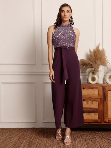 Image of Miss Chase Women's Keyhole Neck Regular Sleeve Regular Length Jumpsuit with Pockets
