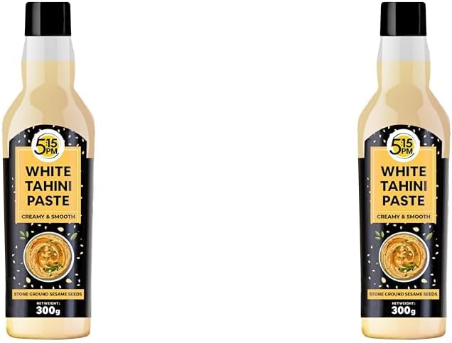 5:15 PM Tahini 300Gm White Tahini Paste For Hummus Ground Hulled Sesame Seed Paste Smooth & Creamy Natural For Hummus, Baba Ghanoush, Salad Dressings And More 300Gm (Pack of 2)