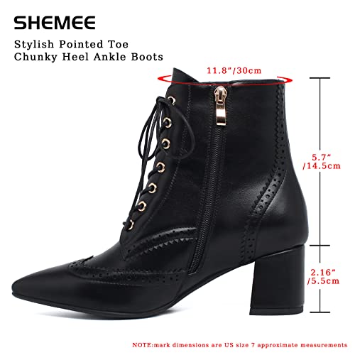 SHEMEE Women's Victorian Ankle Boots Lace UP Combat Boots for Women Booties Side Zipper Block Chunky Mid Heels Wingtip Oxford Boot Renaissance Shoes2