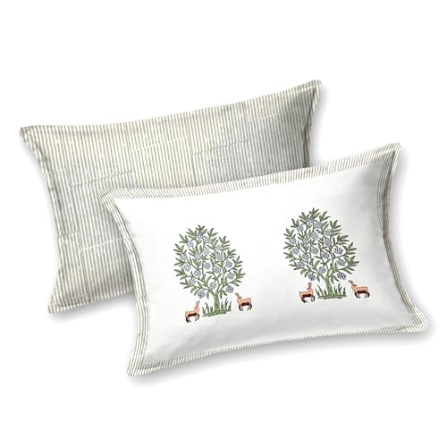 Image of BLOCKS OF INDIA Hand Block Printed 300 TC Cotton Super King Size Bedsheet(106 x 106) (Life Grey)