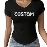 CUSTOM BLING T-Shirt, Personalized Rhinestone Crew Neck Top, Choose Your Own Custom Words, Rhinestone Bling Short Sleeve T-Shirt, Gem Bedazzled Sparkle Tee, Bling Top, Great Quality Shirt