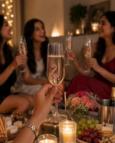 Image of Handcrafted Flamingo Champagne Flute Glass | Borosilicate Wine & Champagne Glass | Cocktail & Mimosa Glass | Gift for Weddings, Parties & Celebration (Flamingo Champagne Glass)
