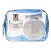 Pangda 5 Pack Clear PVC Zippered Toiletry Carry Pouch Portable Cosmetic Makeup Bag for Vacation, Bathroom and Organizing (Small, Blue)