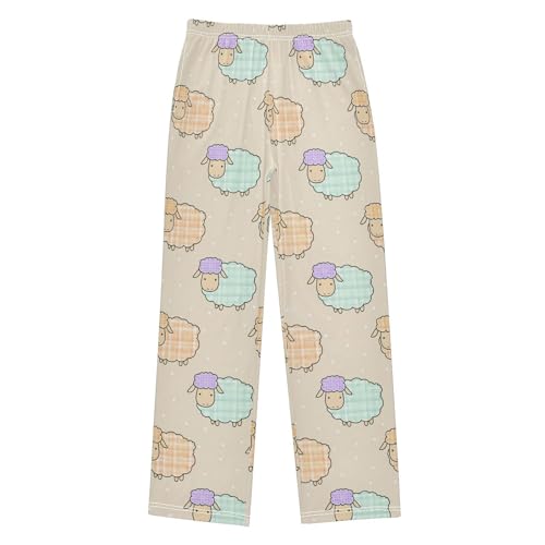 J JOYSAY Cartoon Sheep Polka Beige Pajamas Pants Soft Long Pajama Bottoms Lounge Sleep Pants Size S-XL