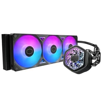 Cooler Master Atmos II 360 VRM AIO CPU Liquid Cooler – 360mm Radiator with VRM Cooling Fan, 3X ARGB PWM Fans, Dual-Chamber Pump, Ultra-Quiet Performance, AMD AM5/AM4 & Intel LGA 1851/1700, Black