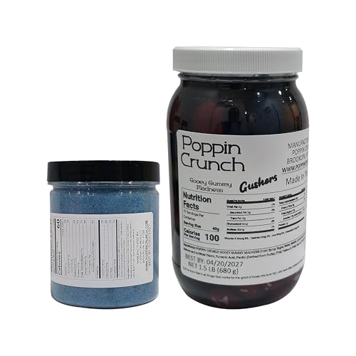 Poppin Crunch 1.5 LB Gooey Gummy Gusher Madness Bundle Gummy Gushers Soaked In Gooey Liquid Candy - 40 Flavor Options
