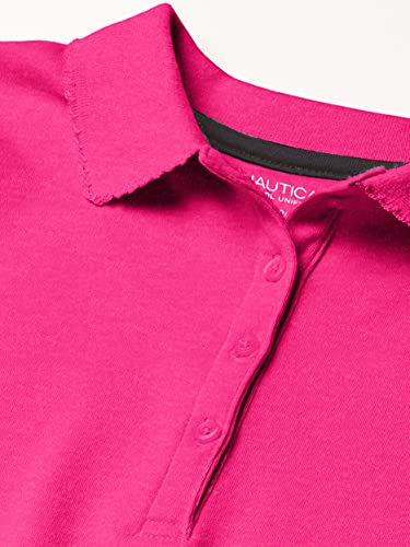 Nautica Girls' School Uniform Short Sleeve Pique Polo, Hot Pink, 7
