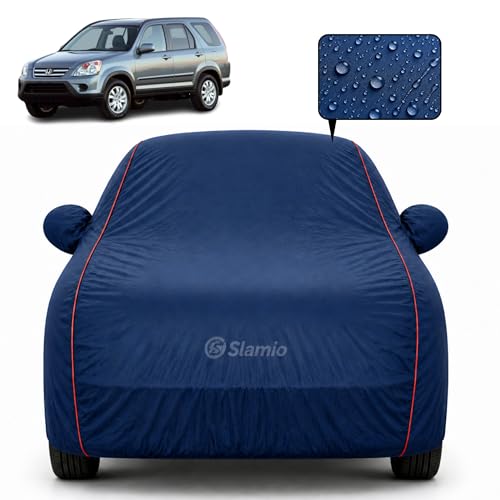 Image of Premium 100% Waterproof Car Cover for Honda's CRV 2002-2005 Models | All-Weather, UV & Dust Protection | Heavy-Duty 3-Layer Fabric | Custom Fit with Mirror & Antenna Pockets | Navy Blue