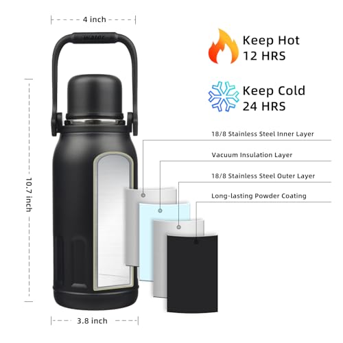 Image of BJPKPK Stainless Steel Insulated Bottle with Handle & Strap, 40oz