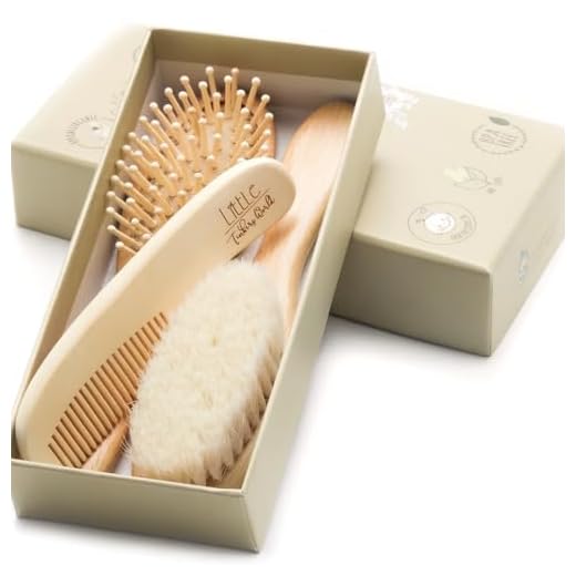 Wooden Baby Hair Brush and Comb Set (4-Piece) for Newborns and Toddlers | Ideal for Baby Cradle Cap | Wood Bristles Baby Brush | Baby Massage and Scalp Brush | Perfect for Baby Registry Gift Set