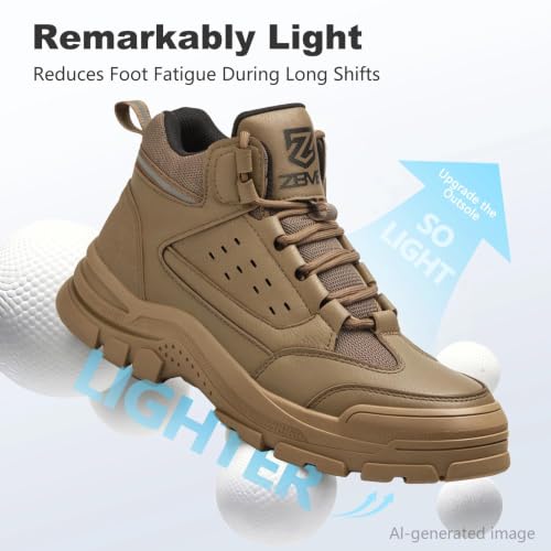 Image of Steel Toe Boots for Men Women Comfortable Lightweight Work Boots for Men Industrial Construction Boot Non Slip Work Shoes