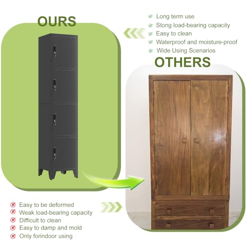 Image of 4 Tier Metal Storage Locker, 70.86 inch Narrow Vertical Steel File Cabinet