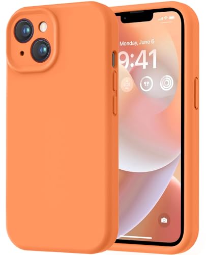 Image of LOVE 3000 Designed for iPhone 14 Case, Premium Silicone with [Soft Anti-Scratch Microfiber Lining] Shockproof Protective Phone Case for Men Women Girls 6.1 inch, Bright Orange