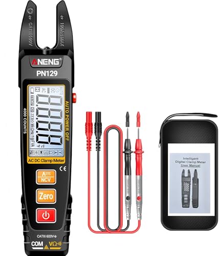 PN129 Digital Clamp Meter 4000 Counts Professional AC DC Voltage Current Resistance Tester NCV Detector Electrician Tools(PN129)