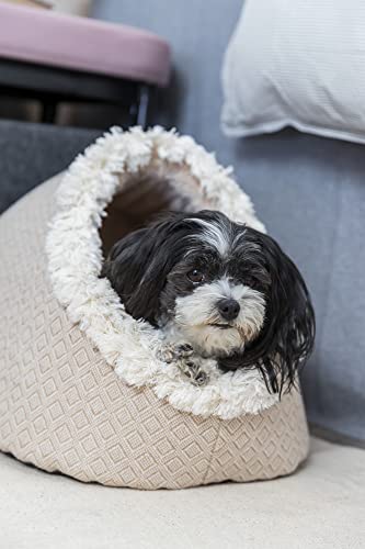 Trixie rutschfeste Kuschelhöhle für Katzen und Hunde im angesagten Boho-Design HÖHLE Boho, 35 × 26 × 41 cm, BEIGE - mit integriertem, waschmaschinengeeignetem Wendekissen - 38210